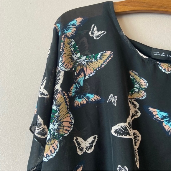 Frankie & Missy Women’s Butterfly Black Short Sleeve Top - Picture 3 of 7